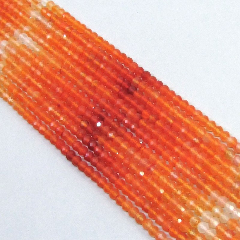 Carnelian Micro Faceted Rondelle Shape AAA Grade Gemstone Beads Strand - 3-3.5mm - 14 Inch - 1 Strand