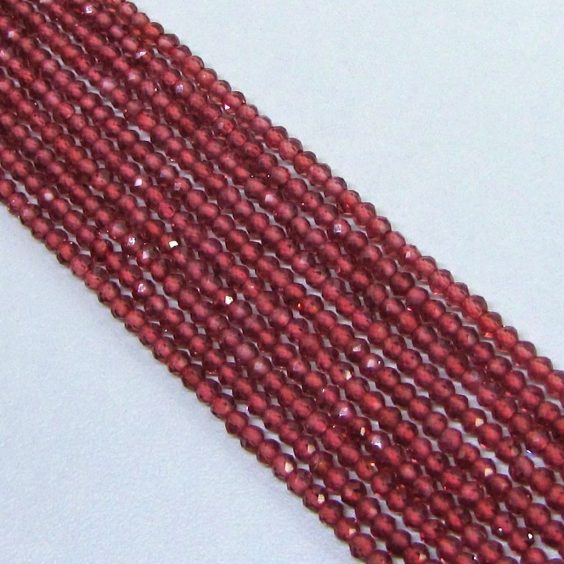 Garnet 2-2.5mm Micro Faceted Round Shape AAA Grade Gemstone Beads Strand - Total 1 Strand of 14 Inch