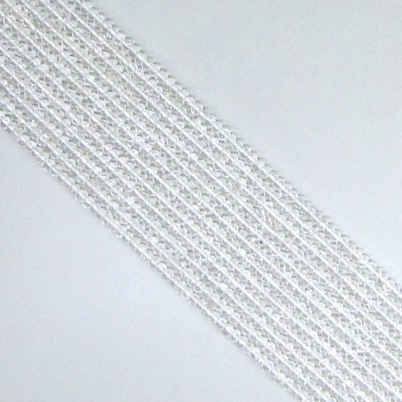 Crystal Quartz Faceted Rondelle Shape AA Grade Gemstone Beads Strand - 4-4.5mm - 14 Inch - 1 Strand