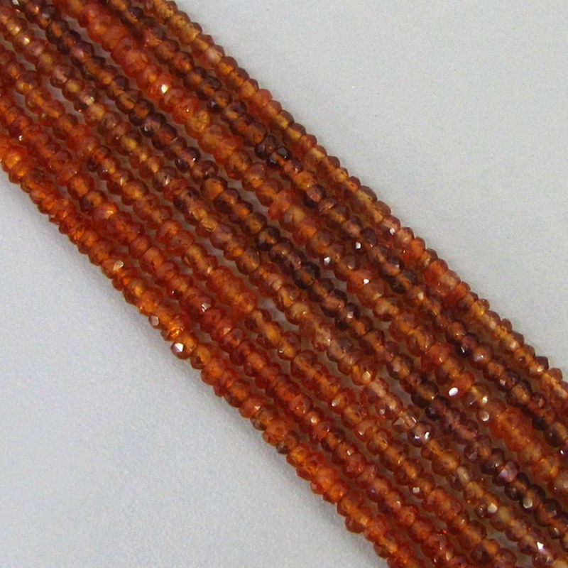 Spessartite Garnet 4-4.5mm Faceted Rondelle Shape AA Grade Gemstone Beads Strand - Total 1 Strand of 14 Inch