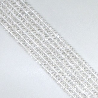 Crystal Quartz 4-4.5mm Hand Cut Rondelle Shape A Grade 14 Inch Long Gemstone Beads Strand