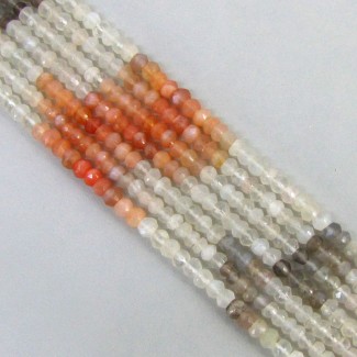 Multi Moonstone 4-4.5mm Faceted Rondelle Shape AA Grade Gemstone Beads Strand - Total 1 Strand of 14 Inch