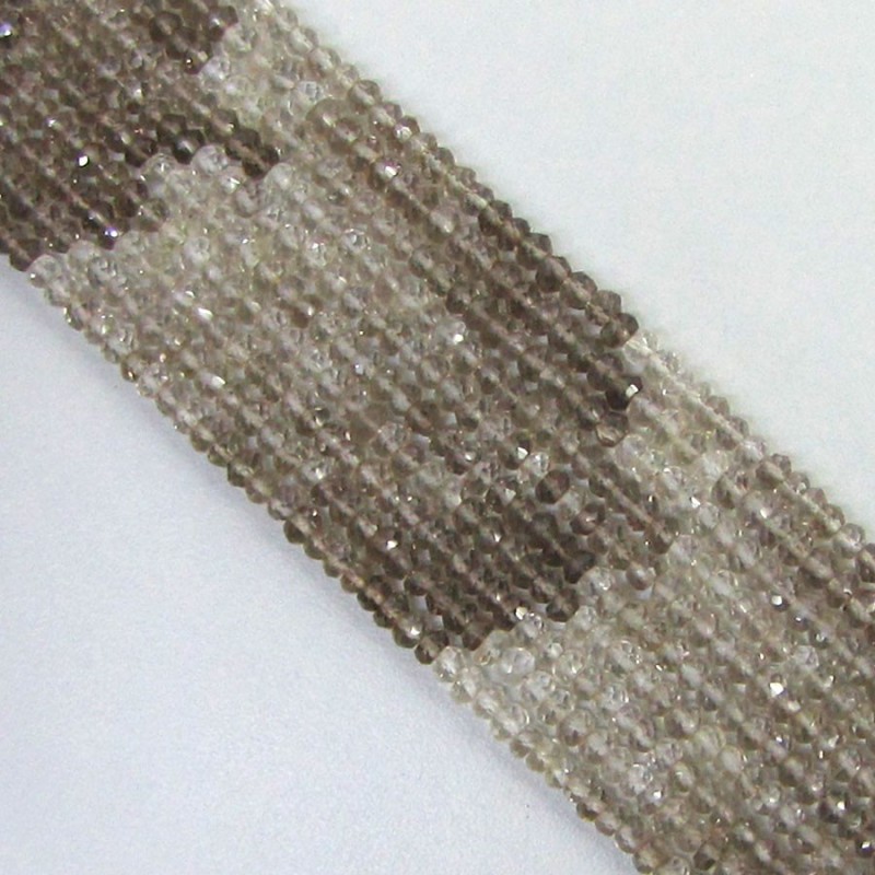 Smoky Quartz Faceted Rondelle Shape AA Grade Gemstone Beads Strand - 4-4.5mm - 14 Inch - 1 Strand