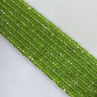 Peridot 4-4.5mm Faceted Rondelle Shape AA Grade 14 Inch Long Gemstone Beads Strand