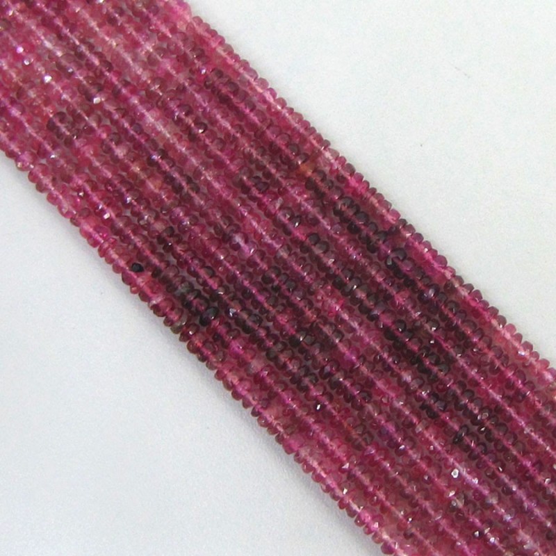 Pink Tourmaline Faceted Rondelle Shape AA Grade Gemstone Beads Strand - 3-3.5mm - 14 Inch - 1 Strand