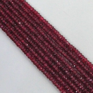 Red Spinel Faceted Rondelle Shape AA Grade Gemstone Beads Strand - 3-3.5mm - 14 Inch - 1 Strand
