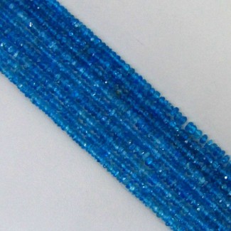Neon Blue Apatite Faceted Rondelle Shape AA Grade Gemstone Beads Strand - 3-3.5mm - 14 Inch - 1 Strand