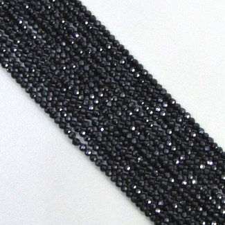 Black Spinel Micro Faceted Rondelle Shape AAA Grade Gemstone Beads Strand - 3-3.5mm - 14 Inch - 1 Strand