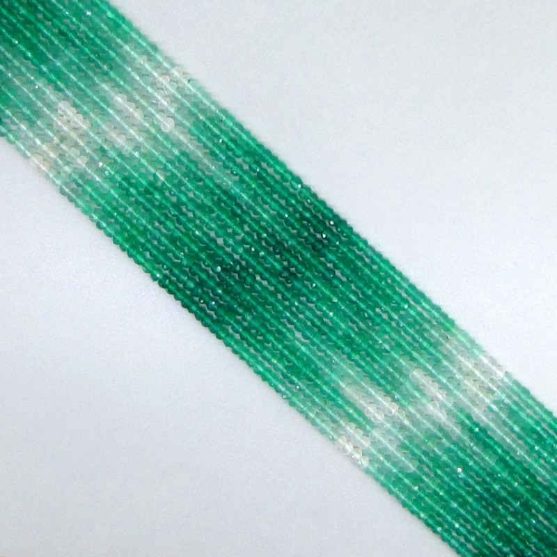 Green Onyx Faceted Rondelle Shape AA Grade Gemstone Beads Strand - 3-3.5mm - 14 Inch - 1 Strand