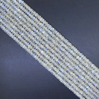 Rainbow Moonstone 5-5.5mm Hand Cut Rondelle Shape A Grade Gemstone Beads Strand - Total 1 Strand of 14 Inch