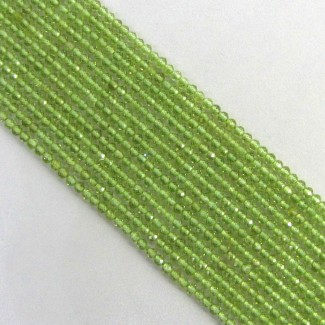 Peridot 3-3.5mm Micro Faceted Rondelle Shape AAA Grade Gemstone Beads Strand - Total 1 Strand of 14 Inch