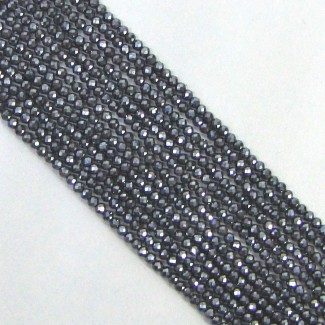 Hematite Micro Faceted Rondelle Shape Gemstone Beads Strand - 3-3.5mm - 14 Inch - 1 Strand