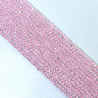 Rose Quartz 2-2.5mm Micro Faceted Rondelle Shape AAA Grade 14 Inch Long Gemstone Beads Strand