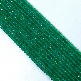 Green Onyx 2-2.5mm Faceted Rondelle Shape AA Grade 14 Inch Long Gemstone Beads Strand