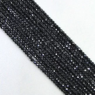 Black Spinel Micro Faceted Rondelle Shape AAA Grade Gemstone Beads Strand - 2-2.5mm - 14 Inch - 1 Strand