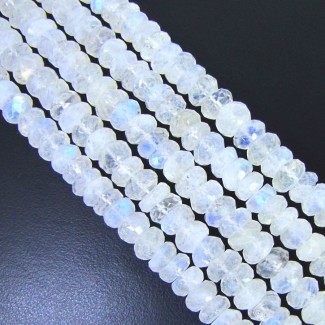 Rainbow Moonstone Faceted Rondelle Shape A Grade Gemstone Beads Strand - 8-9mm - 8 Inch - 1 Strand