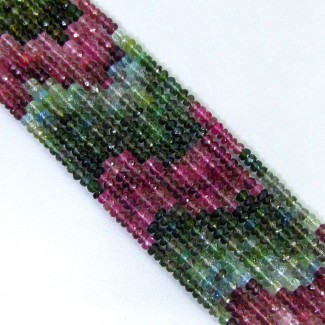 Multi Color Tourmaline 5-5.5mm Faceted Rondelle Shape A Grade 14 Inch Long Gemstone Beads Strand