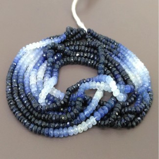 Blue Sapphire Faceted Rondelle Shape A Grade Gemstone Beads Strand - 4-5mm - 16 Inch - 1 Strand