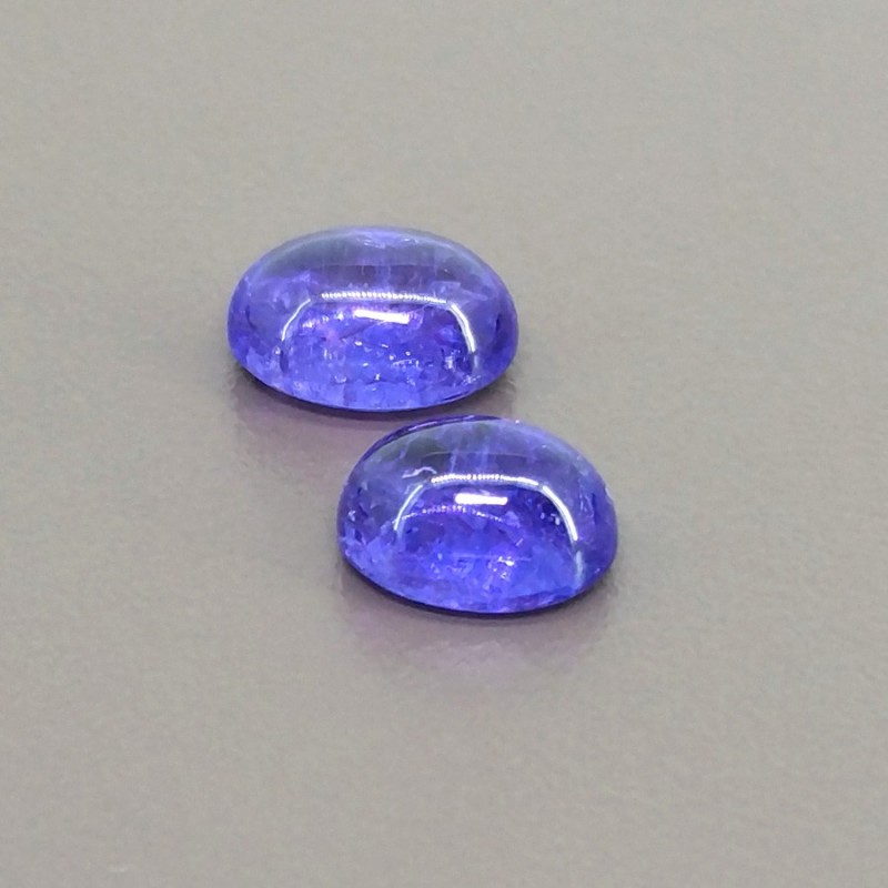 Tanzanite Smooth Oval Shape Cabochon Parcel - 10.5x8-11x8.5mm - 2 Pc. - 9.05 Cts.