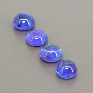 Tanzanite Smooth Round Shape Cabochon Parcel - 7.5-9mm - 4 Pc. - 12.55 Cts.