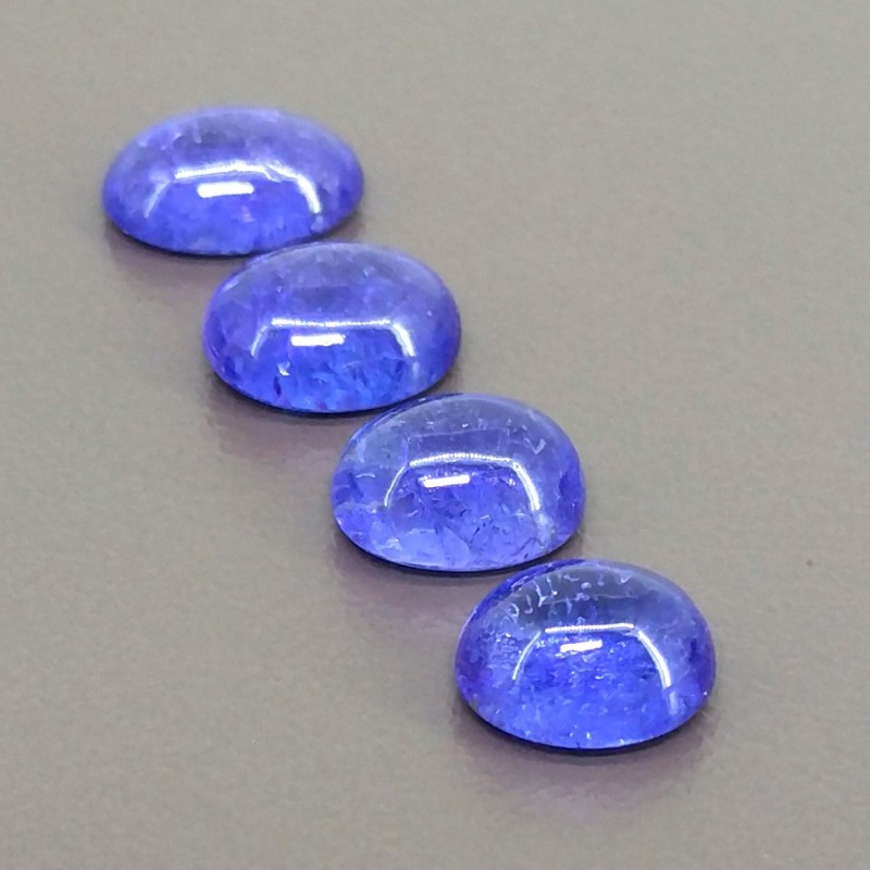 Tanzanite Smooth Oval Shape Cabochon Parcel - 9.5x8-10.5x8mm - 4 Pc. - 13.20 Cts.