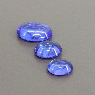Tanzanite Smooth Oval Shape Cabochon Parcel - 7x6-10.5x7.5mm - 3 Pc. - 5.30 Cts.