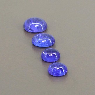 Tanzanite Smooth Oval Shape Cabochon Parcel - 7.5x6.5-10x8mm - 4 Pc. - 9.80 Cts.