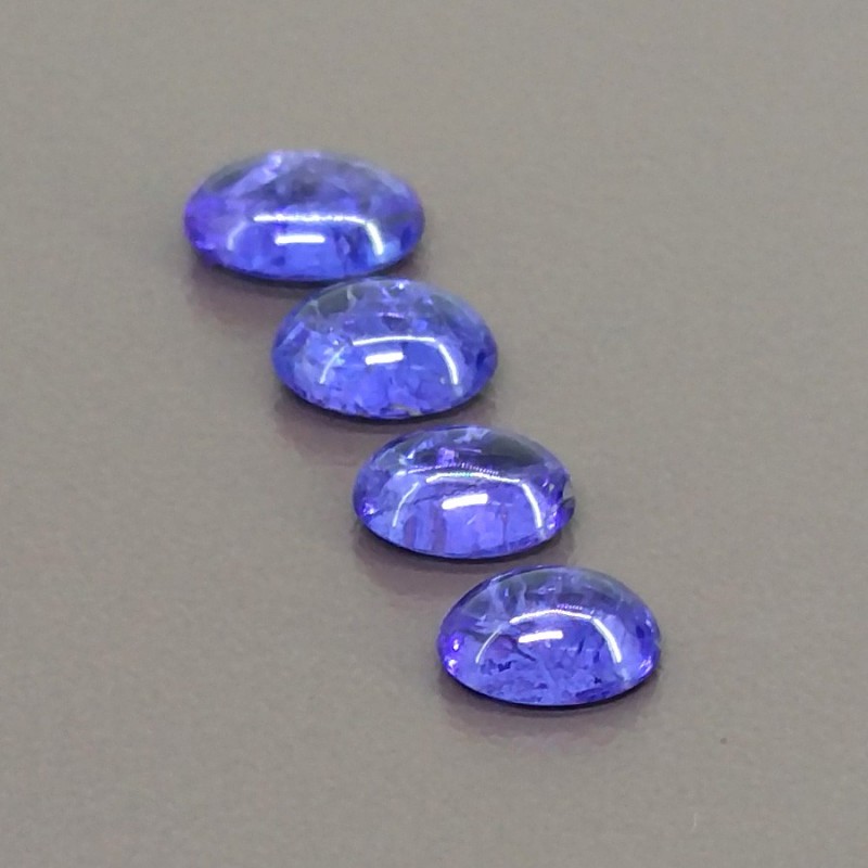 Tanzanite Smooth Oval Shape Cabochon Parcel - 8.5x6.5-10x7.5mm - 4 Pc. - 8.55 Cts.