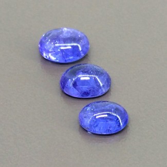 Tanzanite Smooth Oval Shape Cabochon Parcel - 8.5x7-9.5x8mm - 3 Pc. - 8.30 Cts.