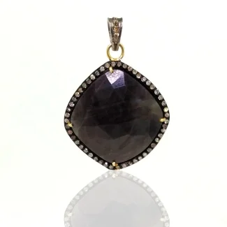 Sapphire and Diamonds 925 Sterling Silver Pendant 