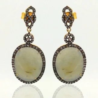 Sapphire and Diamonds 925 Sterling Silver Earring