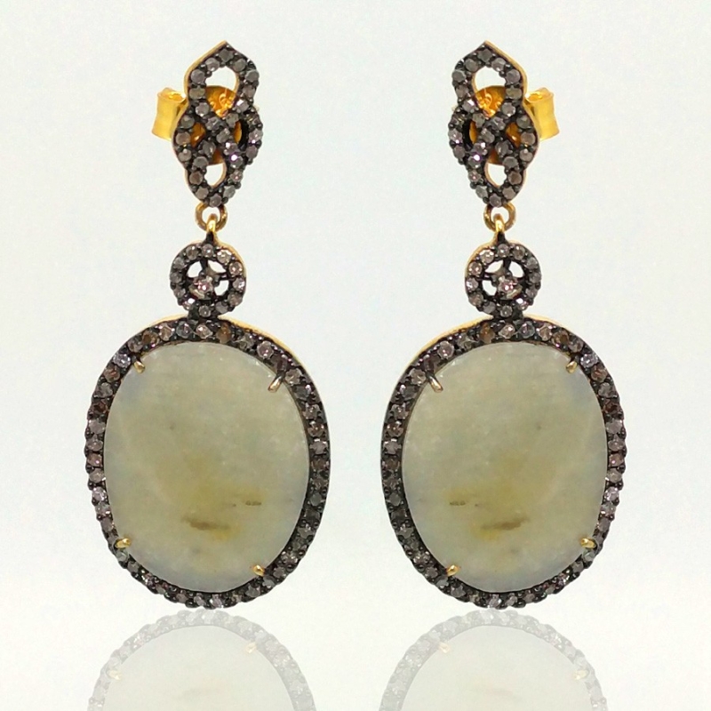 Sapphire and Diamonds 925 Sterling Silver Earring