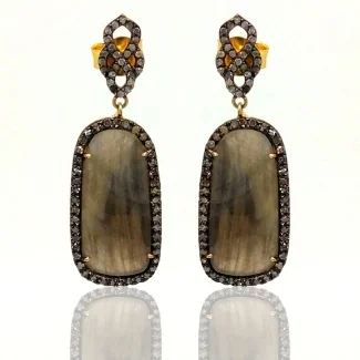 Sapphire and Diamonds 925 Sterling Silver Earring