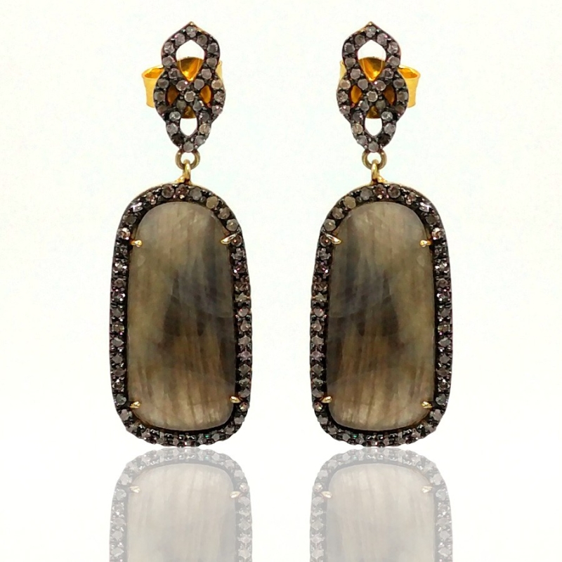 Sapphire and Diamonds 925 Sterling Silver Earring