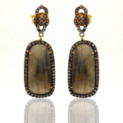 Sapphire and Diamonds 925 Sterling Silver Earring