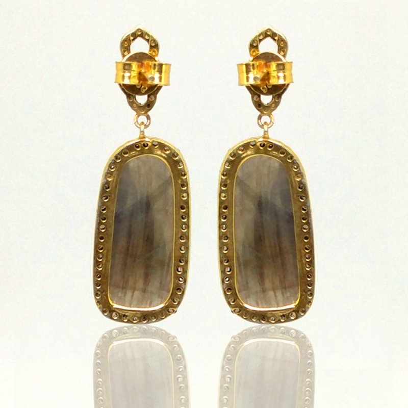 Sapphire and Diamonds 925 Sterling Silver Earring