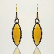 Yellow Sapphire and Diamonds 925 Sterling Silver Earring