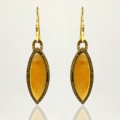 Yellow Sapphire and Diamonds 925 Sterling Silver Earring