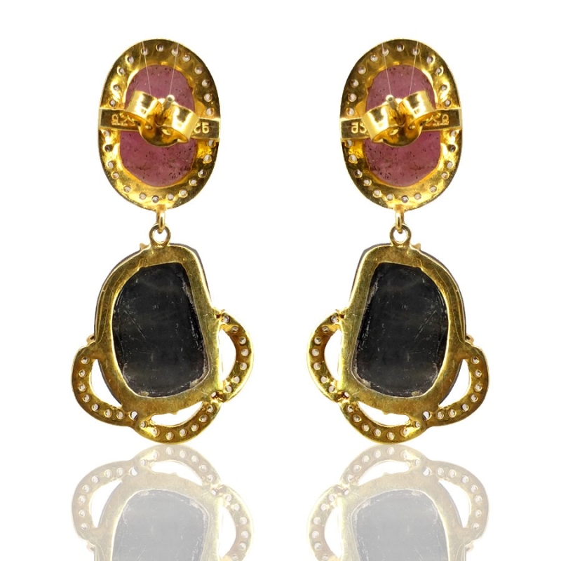 Multi Sapphire and Diamond White CZ 925 Sterling Silver Earring