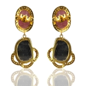 Multi Sapphire and Diamond White CZ 925 Sterling Silver Earring