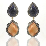 Multi Sapphire and Diamond White CZ 925 Sterling Silver Earring