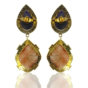 Multi Sapphire and Diamond White CZ 925 Sterling Silver Earring