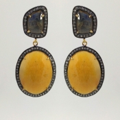 Multi Sapphire and Diamond White CZ 925 Sterling Silver Earring