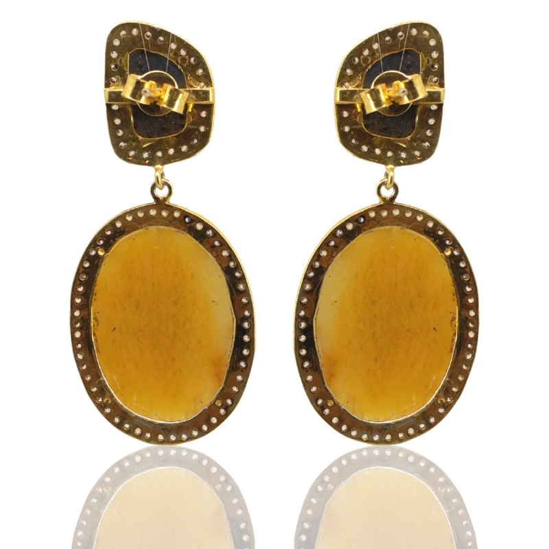 Multi Sapphire and Diamond White CZ 925 Sterling Silver Earring