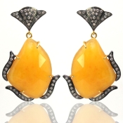 Yellow Sapphire and Diamond White CZ 925 Sterling Silver Earring