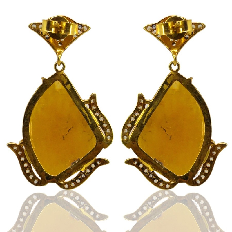 Yellow Sapphire and Diamond White CZ 925 Sterling Silver Earring