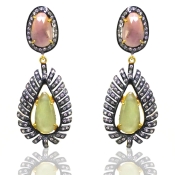 Multi Sapphire and Diamond White CZ 925 Sterling Silver Earring