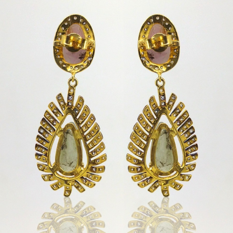 Multi Sapphire and Diamond White CZ 925 Sterling Silver Earring