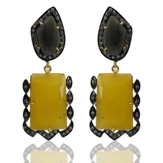 Multi Sapphire and Diamond White CZ 925 Sterling Silver Earring