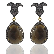 Sapphire and Diamond White CZ 925 Sterling Silver Earring